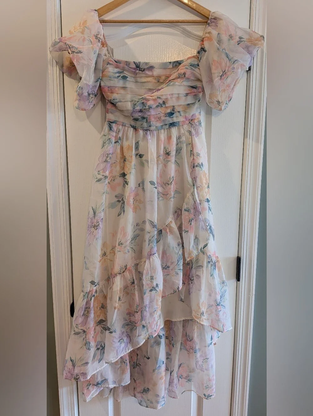 Abercrombie & Fitch Emerson Drama Maxi Dress Off-The-Shoulder Floral Ruffle SP